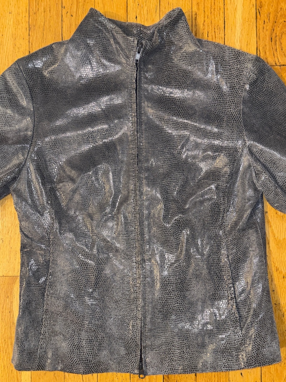 Express Vintage Women’s Genuine Leather Snakeskin Embossed Jacket - Small